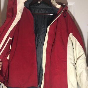 2in1Red & White Lands End Jacket w built in Fleece